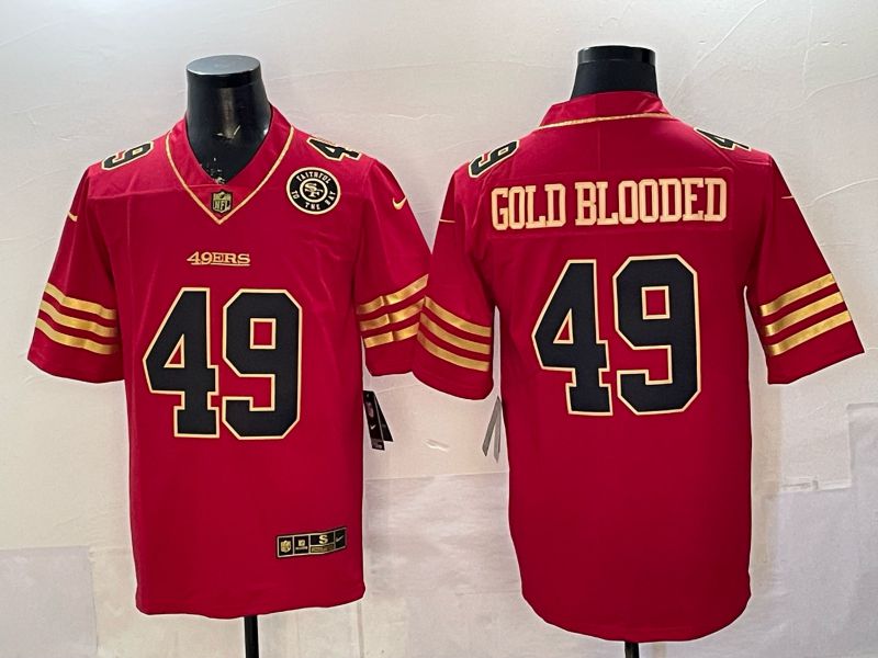 Men 2026 San Francisco 49ers #49 Gold blooded red gold Nike Limited NFL Jersey style 04->san francisco 49ers->NFL Jersey